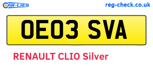 OE03SVA are the vehicle registration plates.