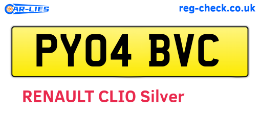 PY04BVC are the vehicle registration plates.