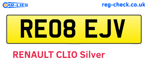 RE08EJV are the vehicle registration plates.
