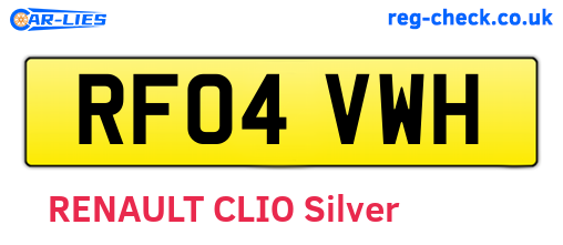 RF04VWH are the vehicle registration plates.