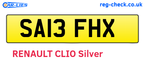 SA13FHX are the vehicle registration plates.