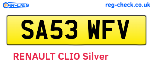 SA53WFV are the vehicle registration plates.