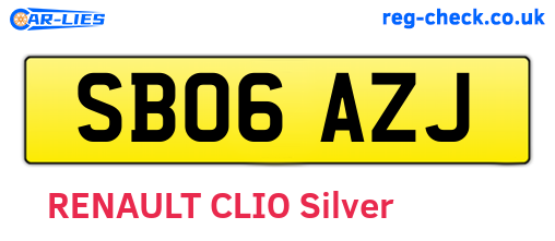 SB06AZJ are the vehicle registration plates.