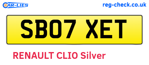 SB07XET are the vehicle registration plates.