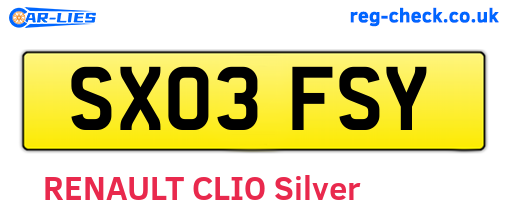 SX03FSY are the vehicle registration plates.