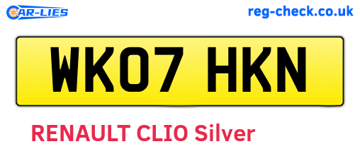 WK07HKN are the vehicle registration plates.