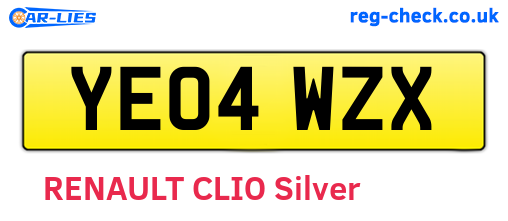 YE04WZX are the vehicle registration plates.