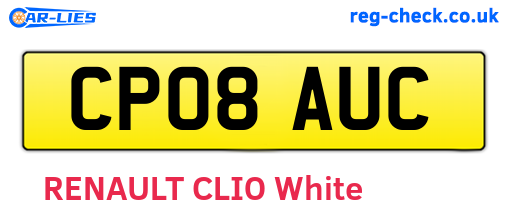CP08AUC are the vehicle registration plates.