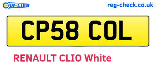 CP58COL are the vehicle registration plates.
