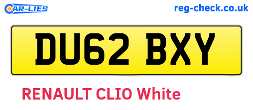 DU62BXY are the vehicle registration plates.