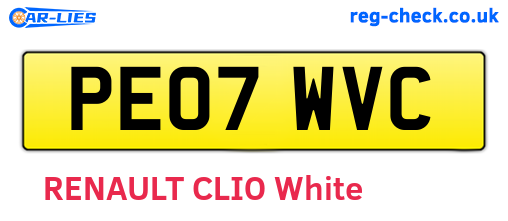 PE07WVC are the vehicle registration plates.