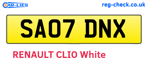 SA07DNX are the vehicle registration plates.