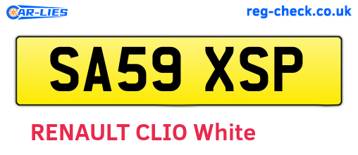 SA59XSP are the vehicle registration plates.