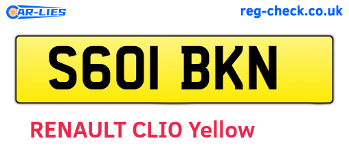 S601BKN are the vehicle registration plates.