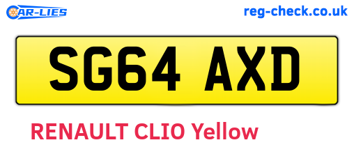 SG64AXD are the vehicle registration plates.