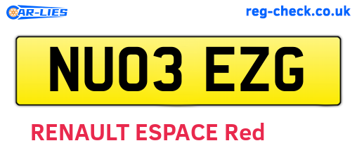 NU03EZG are the vehicle registration plates.