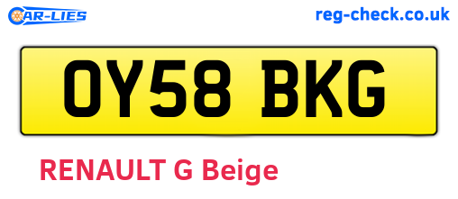 OY58BKG are the vehicle registration plates.