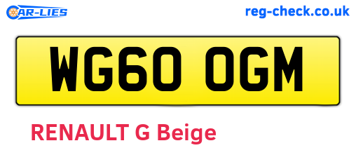 WG60OGM are the vehicle registration plates.
