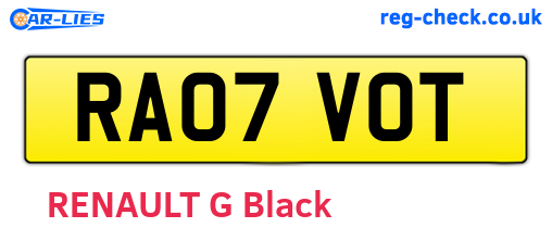 RA07VOT are the vehicle registration plates.