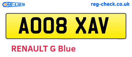 AO08XAV are the vehicle registration plates.