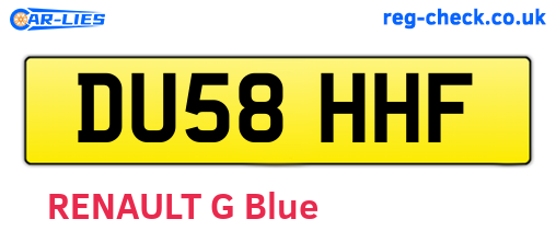 DU58HHF are the vehicle registration plates.