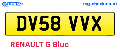 DV58VVX are the vehicle registration plates.