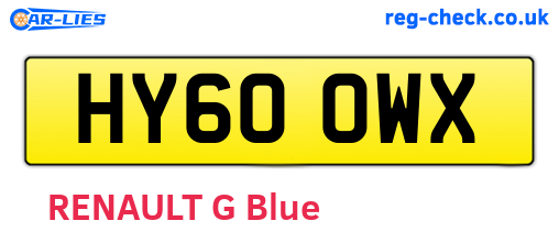 HY60OWX are the vehicle registration plates.