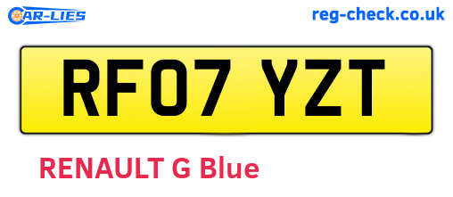 RF07YZT are the vehicle registration plates.