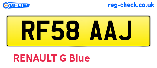RF58AAJ are the vehicle registration plates.