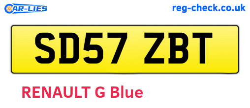 SD57ZBT are the vehicle registration plates.