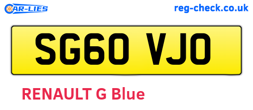 SG60VJO are the vehicle registration plates.
