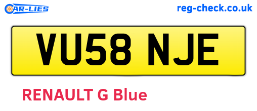 VU58NJE are the vehicle registration plates.