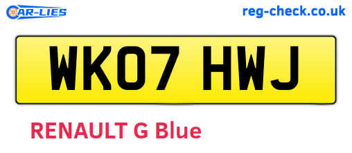 WK07HWJ are the vehicle registration plates.