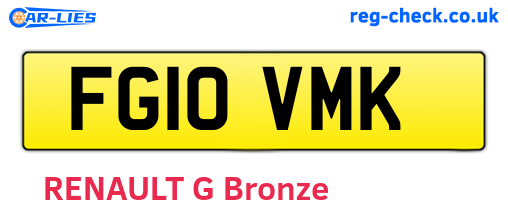 FG10VMK are the vehicle registration plates.