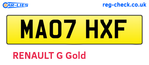 MA07HXF are the vehicle registration plates.