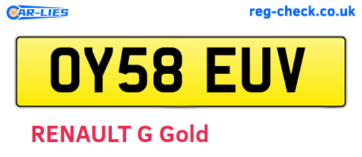 OY58EUV are the vehicle registration plates.