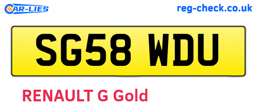 SG58WDU are the vehicle registration plates.