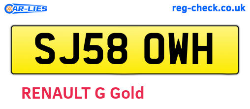 SJ58OWH are the vehicle registration plates.