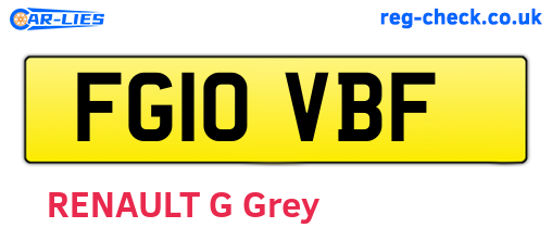 FG10VBF are the vehicle registration plates.