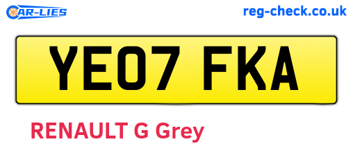 YE07FKA are the vehicle registration plates.