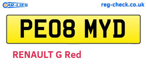 PE08MYD are the vehicle registration plates.