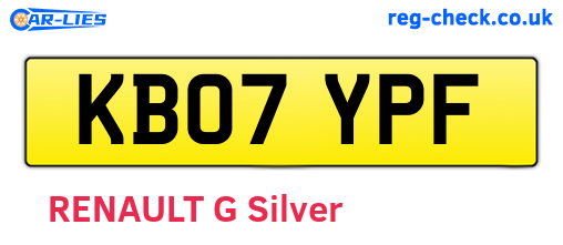 KB07YPF are the vehicle registration plates.