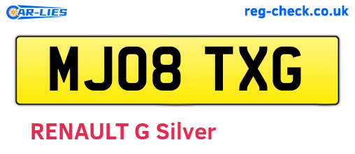 MJ08TXG are the vehicle registration plates.
