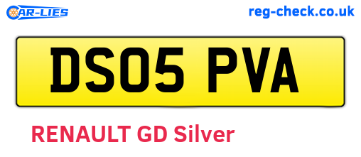 DS05PVA are the vehicle registration plates.