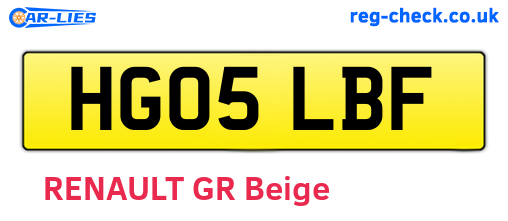HG05LBF are the vehicle registration plates.
