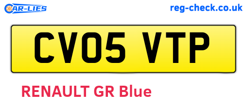 CV05VTP are the vehicle registration plates.