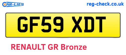 GF59XDT are the vehicle registration plates.