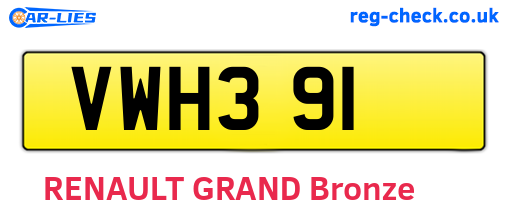 VWH391 are the vehicle registration plates.