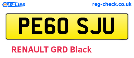 PE60SJU are the vehicle registration plates.