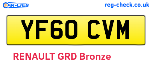 YF60CVM are the vehicle registration plates.